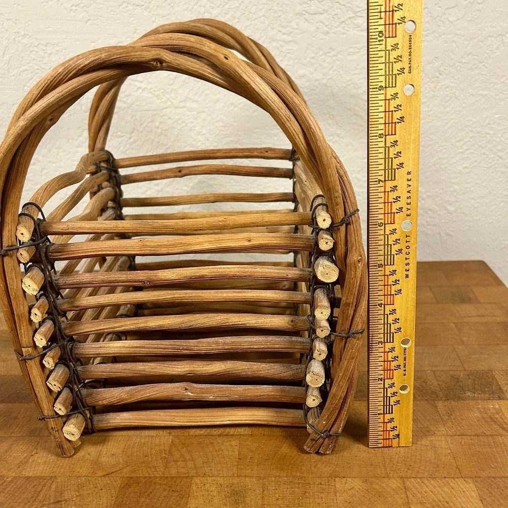 Vintage Adirondack Log Cabin Style Stick Basket Caddy Primitive Cottagecore 90s